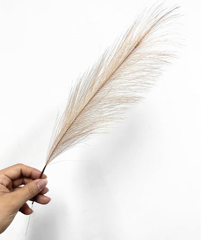 Faux Pampas Grass Plants Artificial Reeds Decoration Set of 28 Stems 17” Fake Florals Bulrush Fluffy Beige Branches for Boho Home Wedding Party Vase Fillers Christmas DIY Feathers Décor - Khaki 28 Pcs