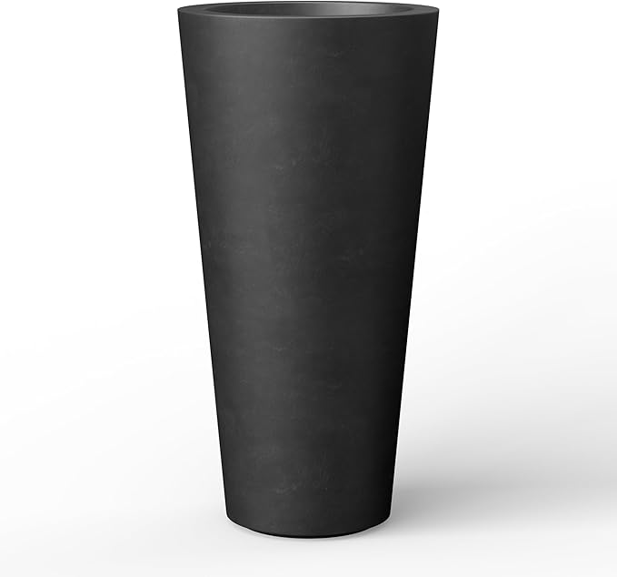 Kante Tall Concrete Planter, 15.8 Inch Tall, Black