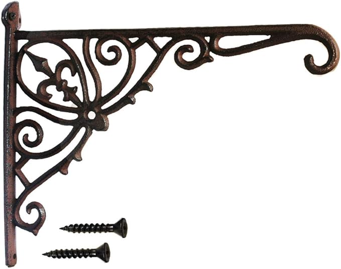 realideas Cast Iron Hanging Plants Bracket, Heavy Duty 12" Indoor Outdoor Durable Wall Planter Hooks for Flower Pots Basket Bird Feeder Wind Chime Lanterms Patio Lawn Garden Hanger Hardware Bracket