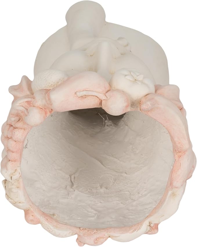 Resin Planter Pots – Decorative Planters for Plants, Indoor Living Room or Covered Patio Placement, Art Face Design Flower Pots for Sculptural Floral Home Decor – 18", White/Pink