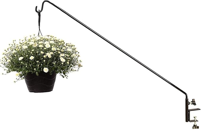 AshmanOnline Ashman Deck Hook (2 Pack, 49-Inch Deck Hook), Double Forged Solid Metal Single Piece Rod, Ideal for Bird Feeders, Plant Hangers, Coconut Shell Hanging Baskets, and Lanterns.