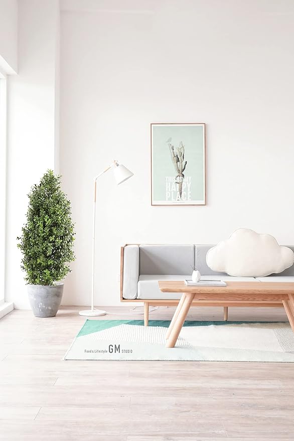 30" Tall Artificial Boxwood Topiary, 2 Pcs Outdoor Ready Artificial Boxwood Topiaries Trees, Natural Looking Fake Potted Shrubs