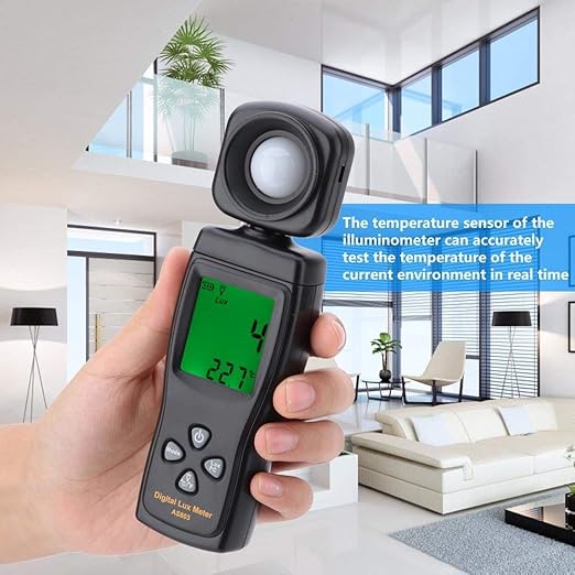 Cheffort Digital Lux Meter, Illuminometer, Photometer, 0~200,000 Lux Measure Range, Lux/FC Unit Selection for Homes, Agriculture, Warehouses, Farms, Stage, Stadiums