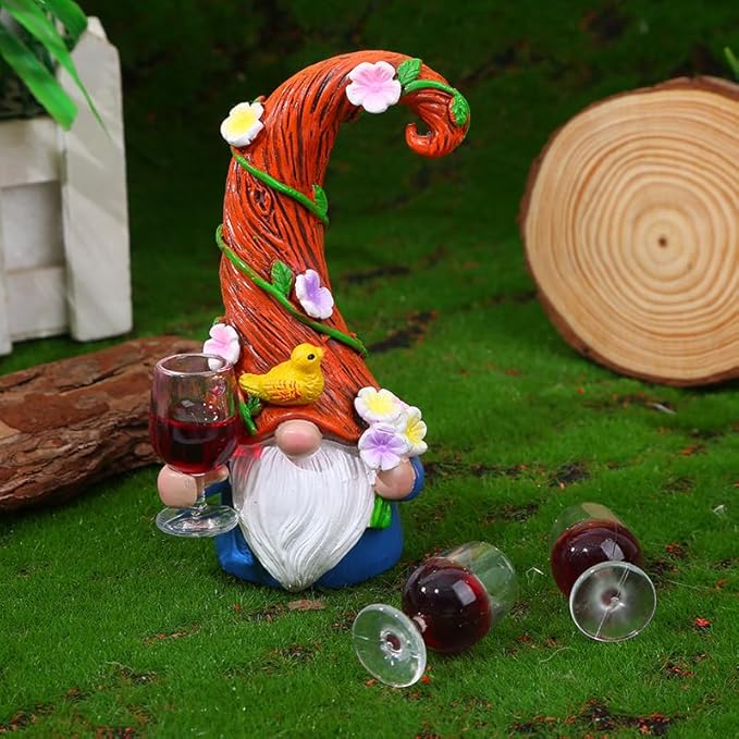 Garden Dwarf Statue, 4.7 inches, Weather Resistant Resin, Red, Outdoor Decorative Figurine for Lawn and Courtyard