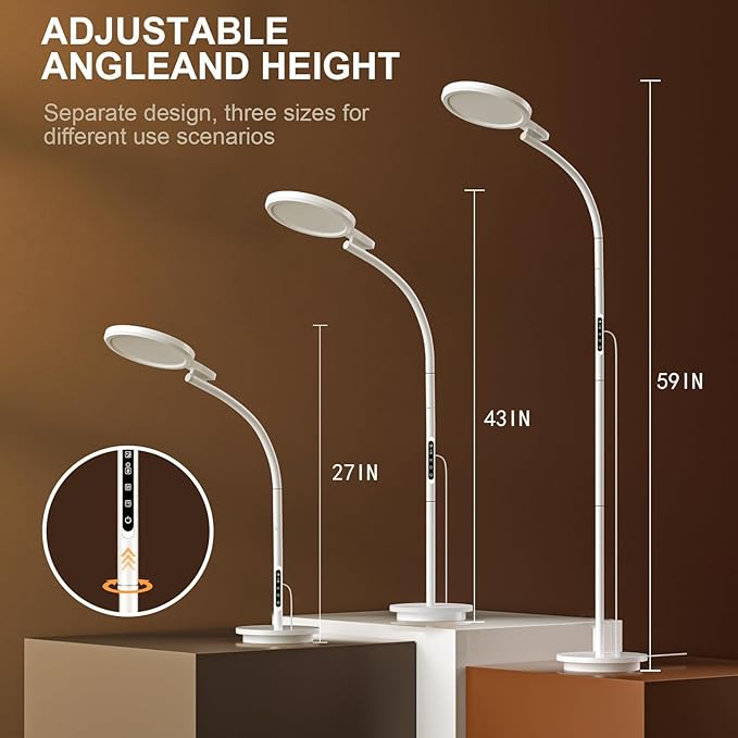 Sozapooty Light Therapy Lamp, LED 10000 Lux Floor Happy Therapy Light, UV-Free Sun Lamp with 5 Brightness & 5 Color Temperatures, 3 Heights for Apartment/Office/Home
