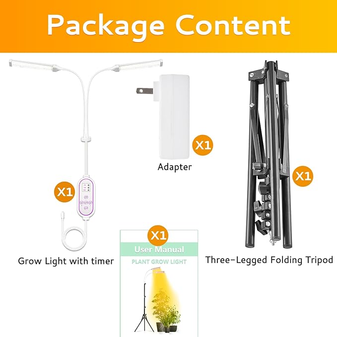 Secefeao Grow Lights for Indoor Plants Full Spectrum, LED Plant Light with Stand, Adjustable Height, Plant Grow Lights with Auto 4/8/12/H Timer for Indoor Tall Plants(420 LEDs-White)