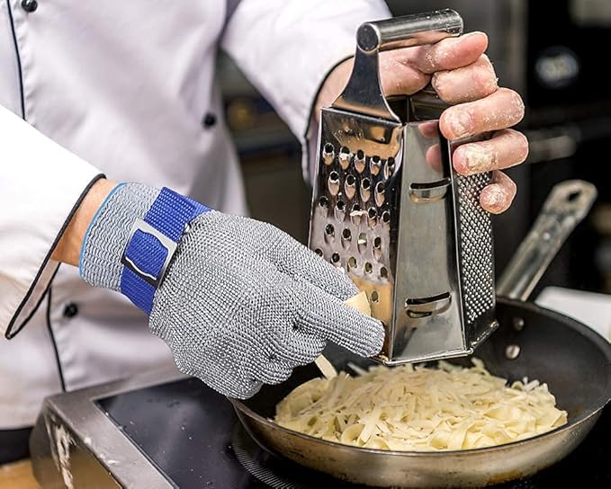 Schwer SlicePro ANSI A9 Cut Resistant Glove PR1707, Food Grade Stainless Steel Wire Metal Gloves, Cutting Gloves for Kitchen, Meat Cutting, Oyster Shucking, Fish Fillet, Non-PFAS(M, 2 PCS)