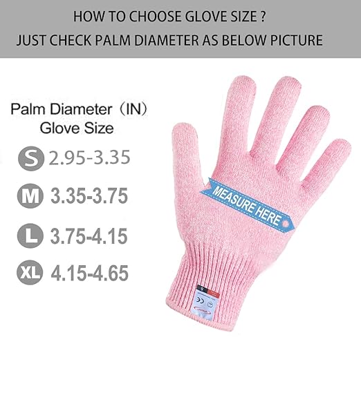 Cutting Gloves, 5 Pairs of Cut Resistant Gloves Food Grade, Cut Resistant Gloves for Kitchen, Oyster Shucking, Fish Fillet Processing, Carving Wood and Gardening(Medium-Macaron)