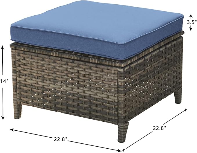 HUMMUH Outdoor Furniture 5 Pieces Patio Furniture Set Wicker Outdoor Sectional Sofa with 2 Patio Chairs,Ottomans
