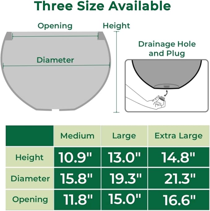FloraFairy 21.3" D Fiberstone Extra Large Planter, Black 16.6" Pot Opening x 14.8" H, Spherical Flower Pot with Drainage Hole, Weather Resistance Indoor Outdoor Planters