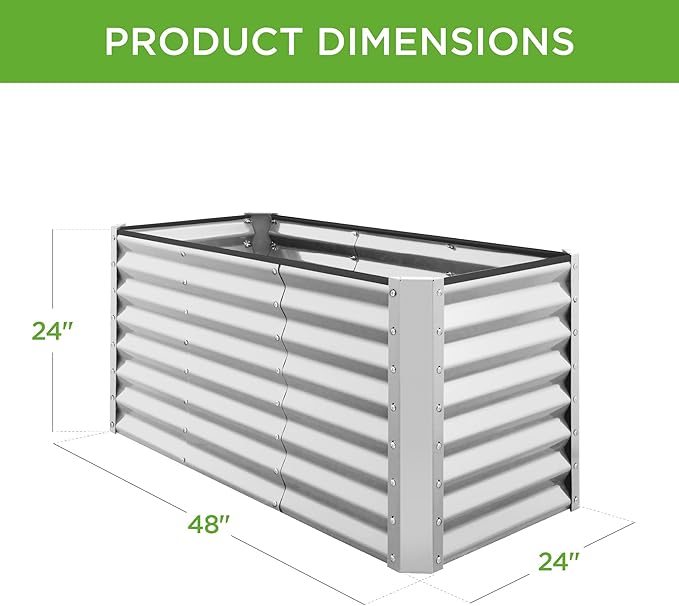 Best Choice Products 4x2x2ft Outdoor Metal Raised Garden Bed, Deep Root Planter Box for Vegetables, Flowers, Herbs w/ 119 Gallon Capacity - Galvanized