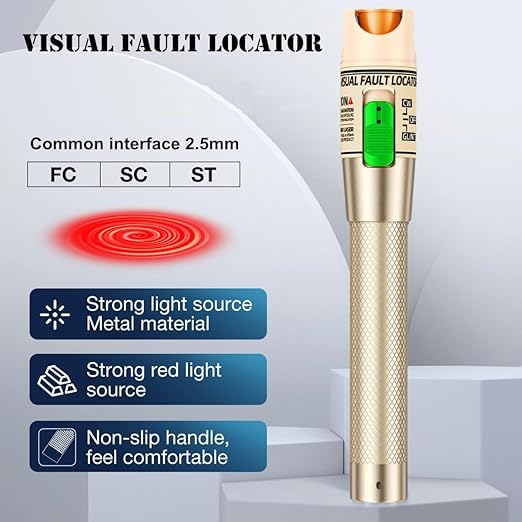 Visual Fault Locator,30-50KM Fiber Optic Cable Tester Meter VFL Red Light Pen Light Source Testers