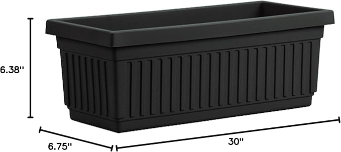 HC Companies 30 Inch Long Fluted Plastic Venetian Garden Window Container Planter Box for Succulents, Indoor or Outdoor Flowers (2 Pack)