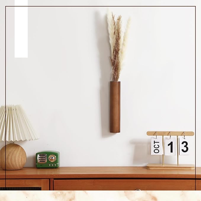 4 Pack Wood Indoor Wall Planter Modern Mounted Wooden Vases Home Wall Decor for Living Room Bedroom Bathroom for Dried Flowers and Greenery Plants