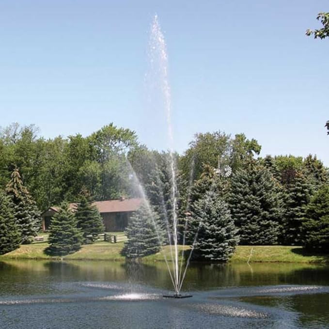Scott Aerator Clover Big Shot Fountain - 1/2 HP 115V Pond Aerator with 70FT Electric Cord |Efficient Pond Aeration System |Aerating Fountain for Lakes & Ponds |Decorative Pond Fountain | Made in USA