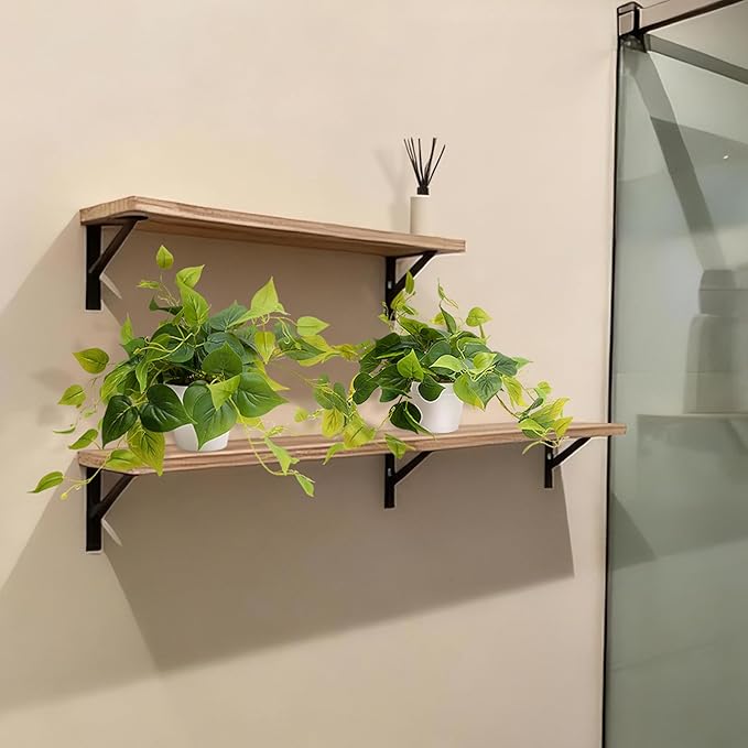 alyptus Fake Pothos Hanging Plants – 33" Set of 2 Faux Ivy Vines Realistic Silk Devil’s Ivy for Indoor Décor, Low Maintenance Artificial Greenery for Home Bathroom or Office - Green with White Pots