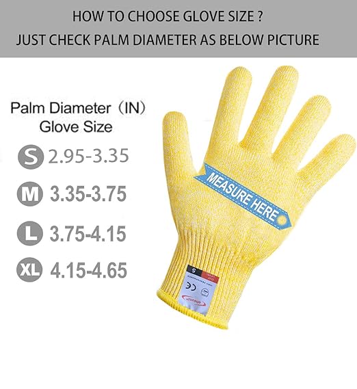 Cutting Gloves, 2 Pairs of Cut Resistant Gloves Food Grade, Cut Resistant Gloves for Kitchen, Oyster Shucking, Fish Fillet Processing, Carving Wood and Gardening(Small-Yellow)
