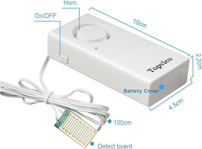 Topvico Water Leak Detector Alarm, 120dB Flood Alert for Home, Basement, Under Sink, Sump Pump, RV, Water Heater, Battery Operated Standalone Moisture Sensor, 10 Pack