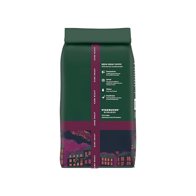 Starbucks Ground Coffee, Dark Roast Hot or Iced Coffee, French Roast, Six 18 oz Bags