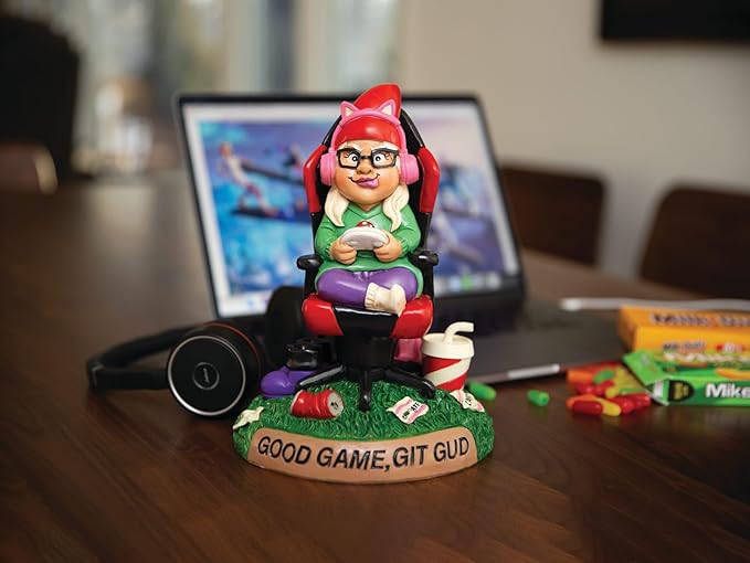 BigMouth Inc Gamer Garden Gnome Statue, Funny Outdoor Lawn Yard Figurine Decor, Resin Gaming Character Sculpture, Adults Teens Gamers, Weather Resistant Novelty Yard Accent, Gaming Gift Decor