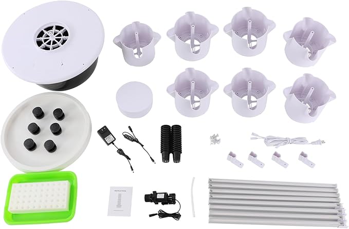 Hydroponic Growing System with LED Grow Lights, 28 Pods 7 Tiers Vertical Hydroponic Tower, Home Hydroponic Garden with Water Pump, Timer, Plants Germination Kit for Herbs, Fruits, Vegetables