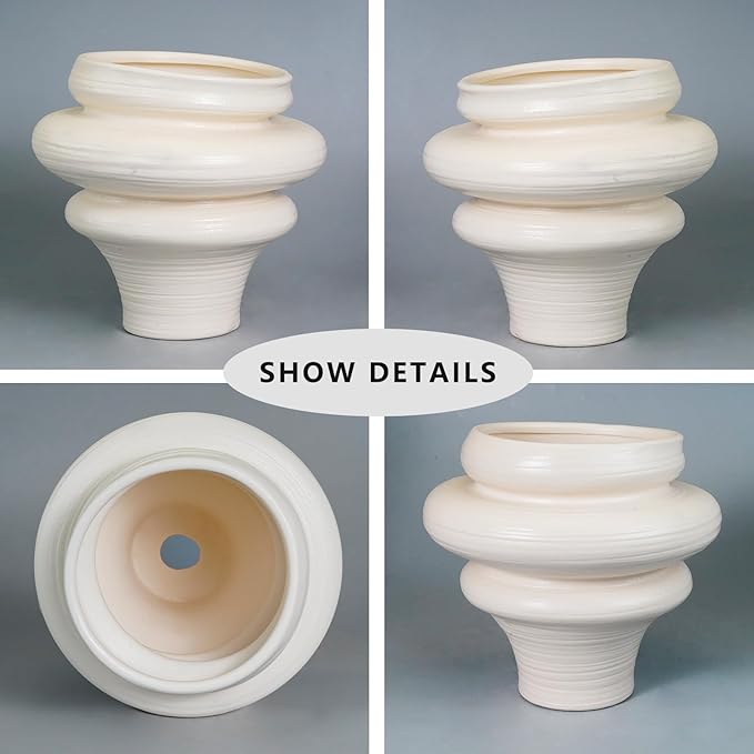 Teagas Ceramic Bonsai Planters 11 Inch - Pots for Plants Indoor Outdoor, Plant Pot with Drainage Hole, Decorative Flower Pot for Home Garden Patio Office, Gift for Men Women, White