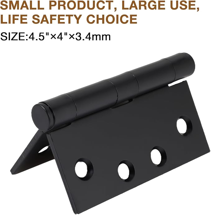 3 Pack 4.5 x 4 Inch Heavy Duty Hinges Black Square Corner Commercial Door Hinges 4-1/2 x 4 Industrial Grade Hinge Full Mortise Interior/Exterior Hinge for Doors Residential Office Cafe Garage