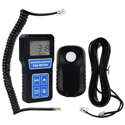 PAR Meter Quantum Par Meter for Led Grow Lights PPFD Tester with Data Logging and Calibration 400-700nm Light Range PPFD Meter for LED Grow Light to Measure Light Intensity in Grow Room Greenhouse