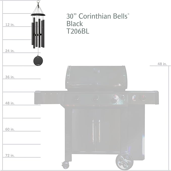 Corinthian Bells by Wind River - 30 inch Black Wind Chime for Patio, Backyard, Garden, and Outdoor Decor (Aluminum Chime) Made in The USA
