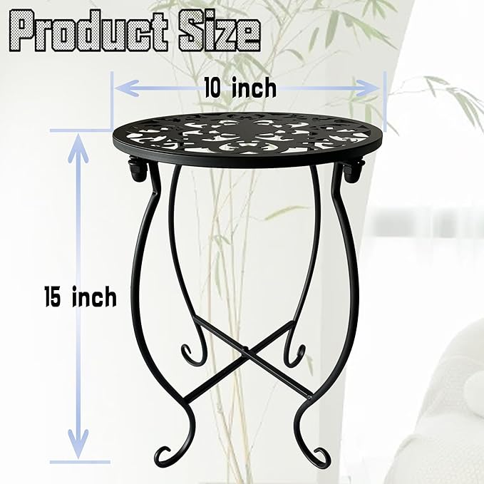 EKINIYAR Plant Stand Indoor Outdoor, Metal Plant Stand for Indoor Plants Iron Art Flower Pot Holder Stand Decoration Shelf Racks for Single Planter Use in Garden Patio Corner 2 Pack