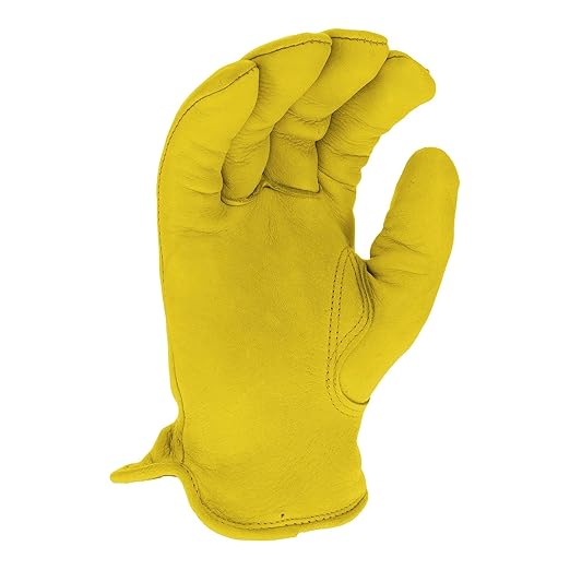 West Chester Men's Grain Deerskin Leather Thinsulate Glove, Leather Driver, Cold Weather Glove, Safety Glove, Large, (95000/L), Yellow