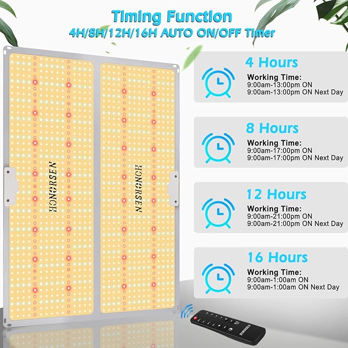 HONORSEN 4000W LED Grow Light Full Spectrum 5x5ft Coverage Remote Control Dimmable Grow Lamps with Timer Plant Light for Hydroponic Indoor Plants Veg and Flower (1276Pcs LEDs)