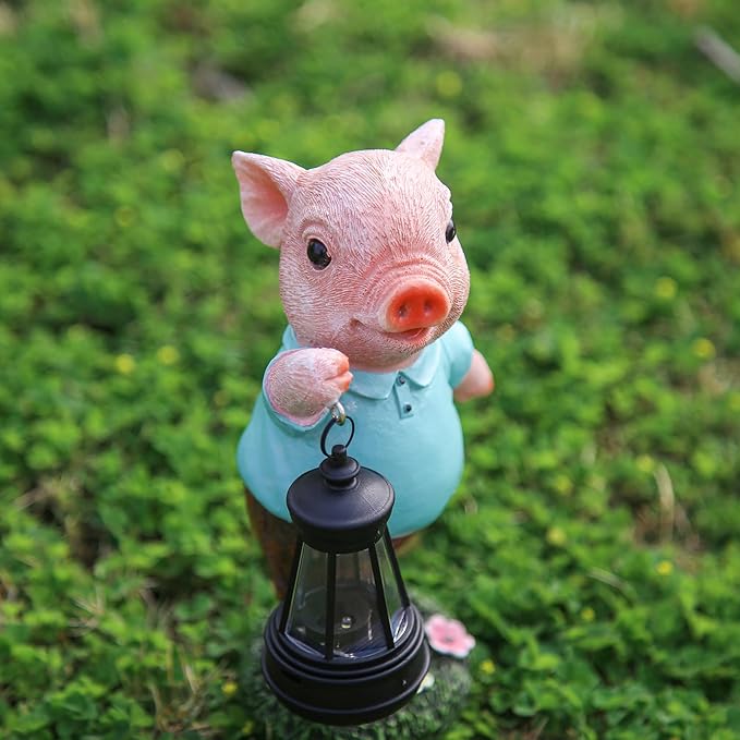 Solar Powered Garden Pig Statue - Charming Outdoor Decor Solar Lamp, Weather-Resistant, Perfect Size for Lawns & Pathways