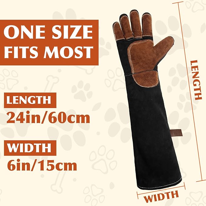 HANDLANDY 24 Inches Animal Handling Gloves Bite-Proof, Scratch-Resistant, Durable Pet Gloves for Dogs, Cats, Falconry