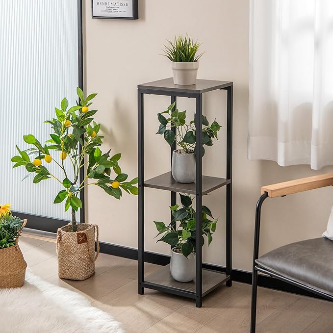 Giantex 3 Tier Tall Plant Stand Indoor, 36 Inch Corner Plant Holder with Metal Frame, Modern Plant Shelf for Multiple Flower Pots, Square Plant Tables for Balcony, Living room, Garden, Tall Plant Stand, 2 Pack