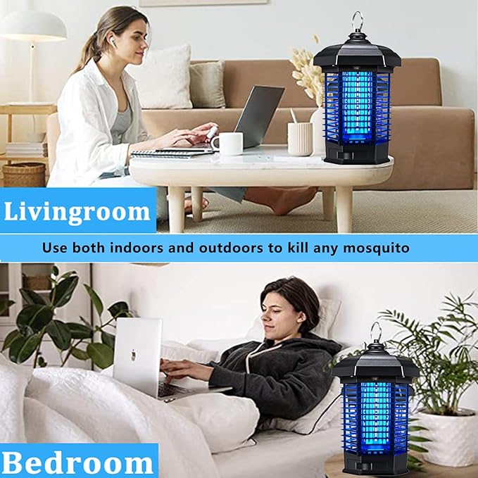 Bug Zapper for Outdoor,Mosquito Zapper, Waterproof Electric Mosquito Zappers, Insect Killer lamp, Electronic Fly Zapper for Backyard, Patio,Garden,Sport Fields Home(4200v,10ft Cord)