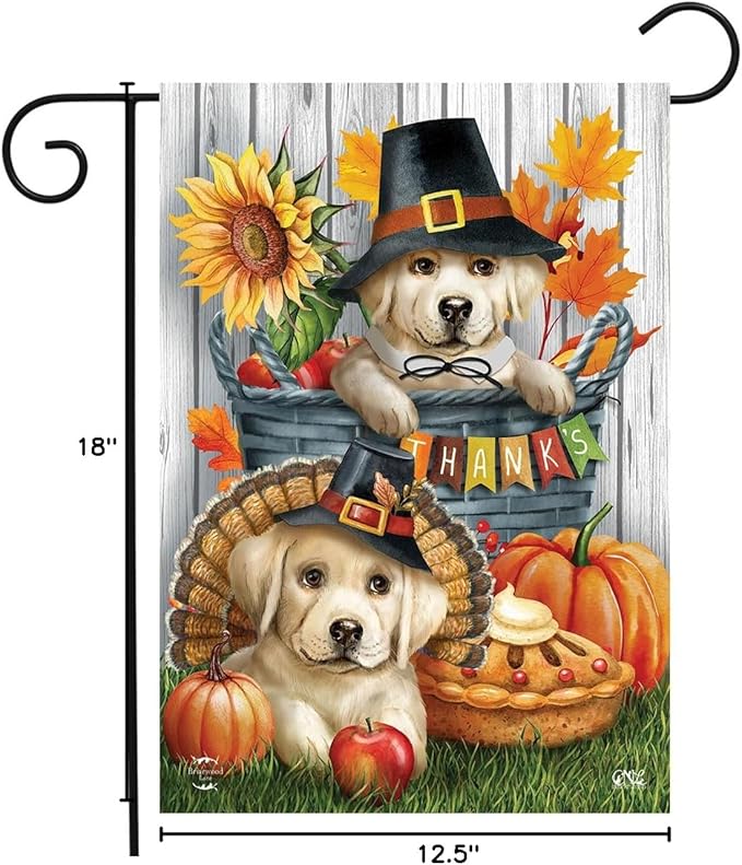 Pilgrim Puppies Garden Flag 12" x 18" Briarwood Lane