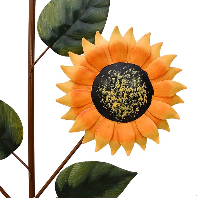 Sunflower Garden Stake Metal Flower Yard Decor Outdoor Decoration Decorative Plant Stakes Ornaments for Lawn Pathway Patio 35.4"