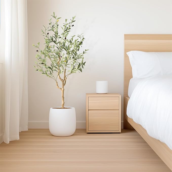Nafresh Tall Faux Olive Tree,4Ft(48in) Realistic Texture Potted Silk Artificial Olive Tree, Fake Olive Trees Indoor Outdoor for Home Office Living Room Bedroom Foyer Porch Decor.