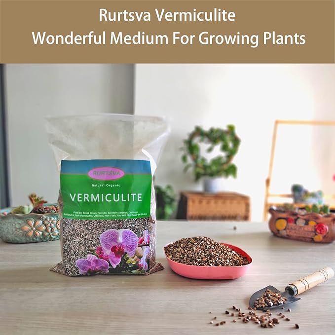 Natural Coarse Vermiculite 5QT for Plants Organic Occurring Mineral Potting Mix Medium for Potted Plants, Hydroponics, Terrariums, Orchids, Mushroom Or Reptile Habitats