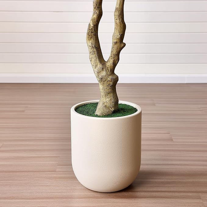 VeriNatural Artificial Olive Tree 8FT Tall, Faux Plants Indoor - Fake Plant with Lifelike Leaves,White Planter - Large Fake Olive Trees for Home Living Room Office Bedroom Floor Decor