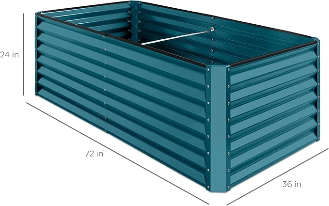 Best Choice Products 6x3x2ft Outdoor Metal Raised Garden Bed, Deep Root Box Planter for Vegetables, Flowers, Herbs, and Succulents w/ 269 Gallon Capacity - Peacock Blue