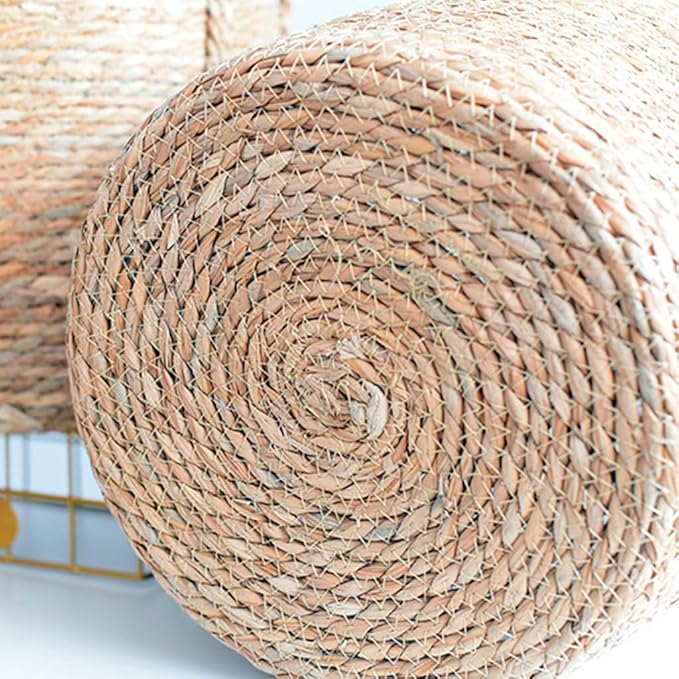 Rattan Planter Basket, Straw Weaving Woven Straw Flower Pot, Wicker Rattan Vase Sundries Organizers Storage Bins, Hand Woven Basket Planter with Plastics Liners and Handle for Indoor Outdoor (Medium)