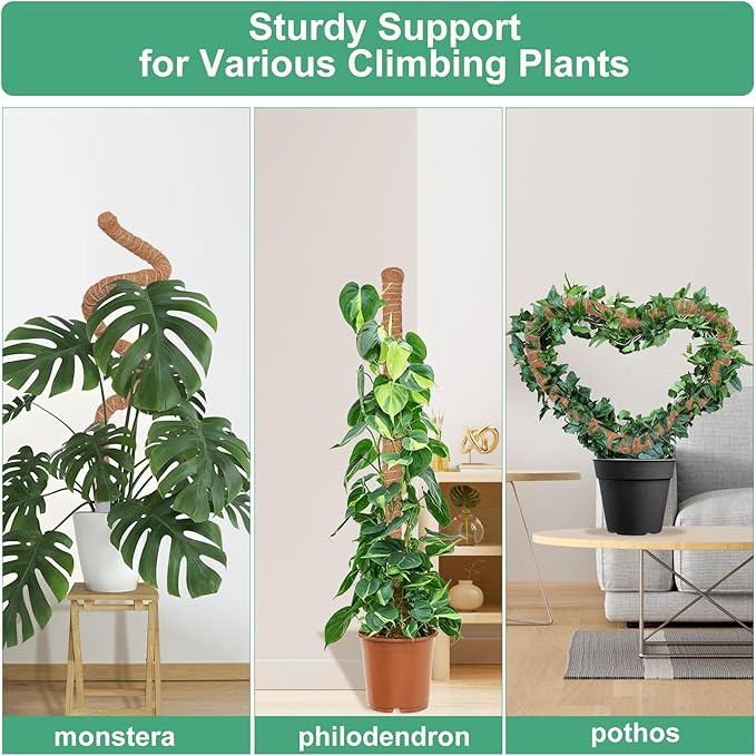 1 Pack Moss Pole, 28 Inch Monstera Plant Support, Moss Poles for Climbing Plants Indoor DIY, Coco Coir Plant Pole Moss Plant Stick Support Stake Kit for Potted Plants, Pothos, Philodendron