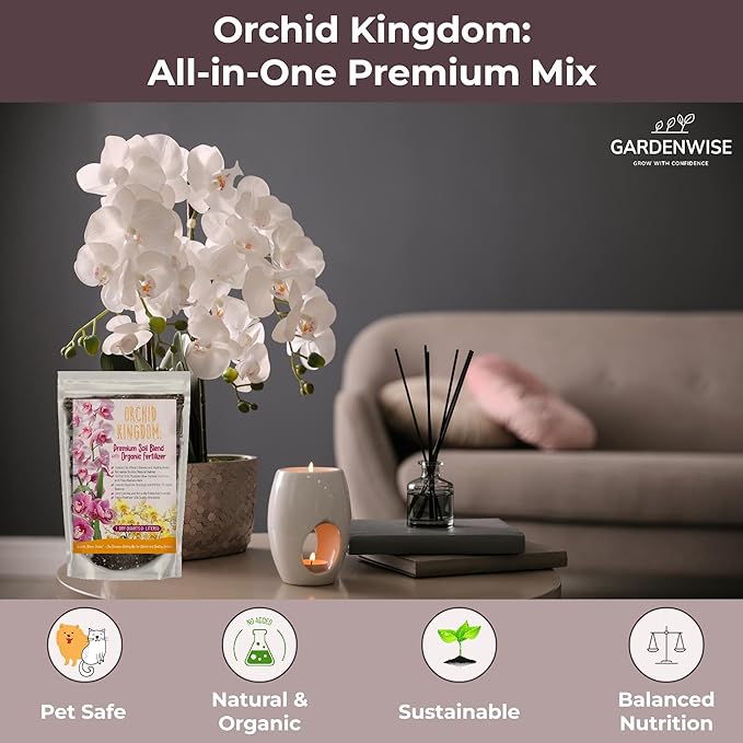 GARDENWISE Orchid Potting Mix – Orchid Bark, Sphagnum Moss, Tree Fern & Perlite for Repotting Phalaenopsis Orchids, Indoor Plants, Orchid Soil Medium – Sustrato para Orquídeas (1 Quart)