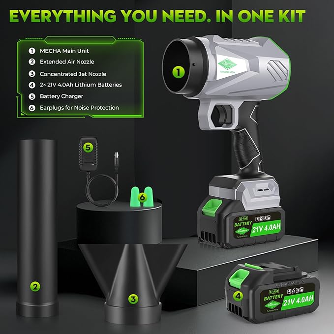 Leaf Blower Cordless with Battery and Charger,1000,000 RPM, 395CFM 1000G Power, Lightweight Handheld Design, Extended Nozzle,Blower for Patio Cleaning,Car Blowing Water, Blowing Leaves and Dust