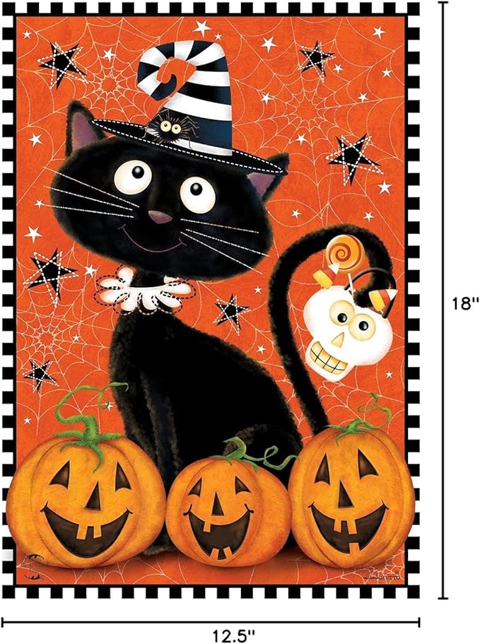 Briarwood Lane Black Kitty Halloween Garden Flag