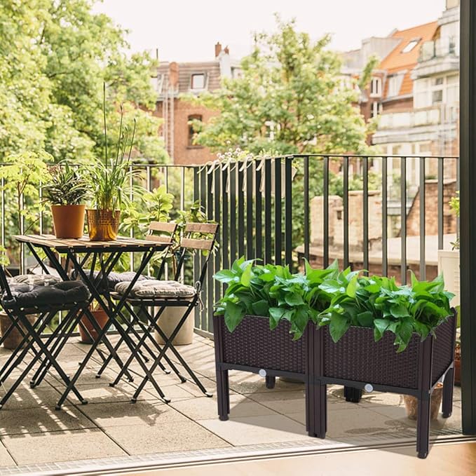 Raised Garden Bed with Legs Planters for Outdoor Plants Planter Box Elevated Garden Boxes Plant pots Perfect for Garden Patio Balcony Deck to Planting Flowers (Brown)