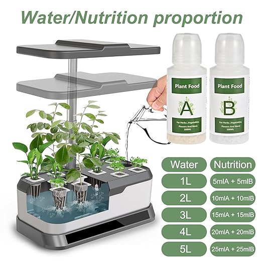 Tigvio 800ml Hydroponic Nutrients A&B for Aerogarden Plant Food Growth - Fertilizer for Indoor Hydroponics Garden & Growing Vegetables, Fruits, Flowers (800ml)