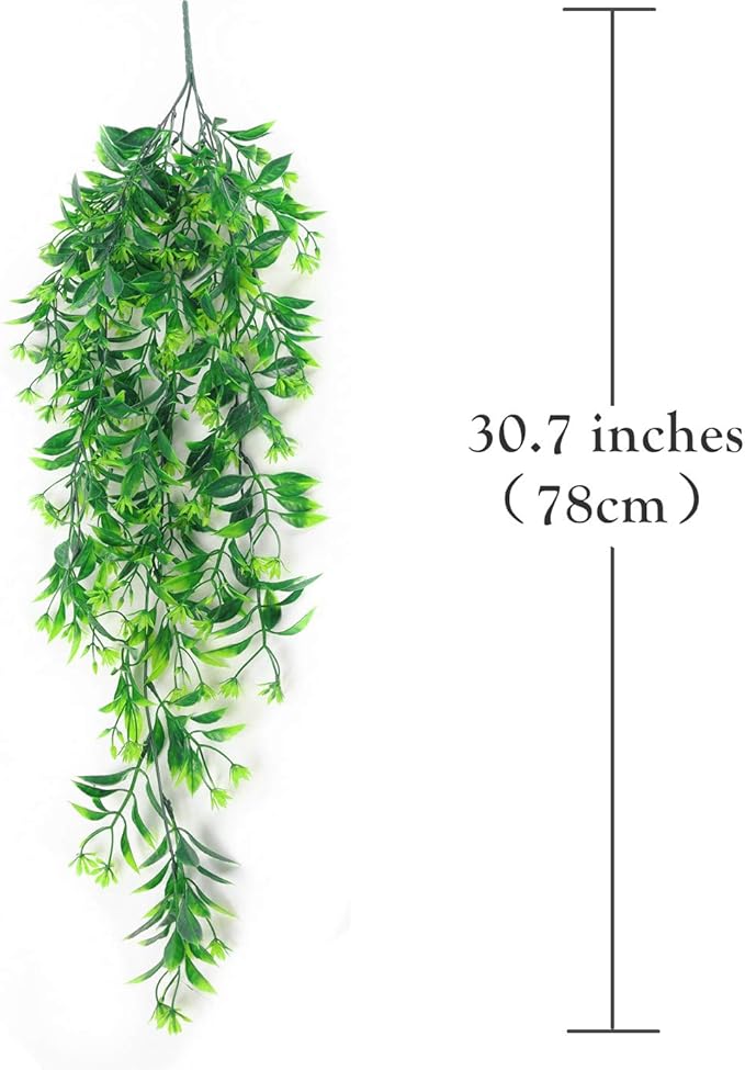 PASYOU Artificial Hanging Ivy, Vine Plastic Plants Grass Leaves Foliage Vines, UV Resistant Greenery Fake Flowers for Home Indoor Outdoor Garden Door Wall Wedding Party DIY Decoration - Green 4 Pack